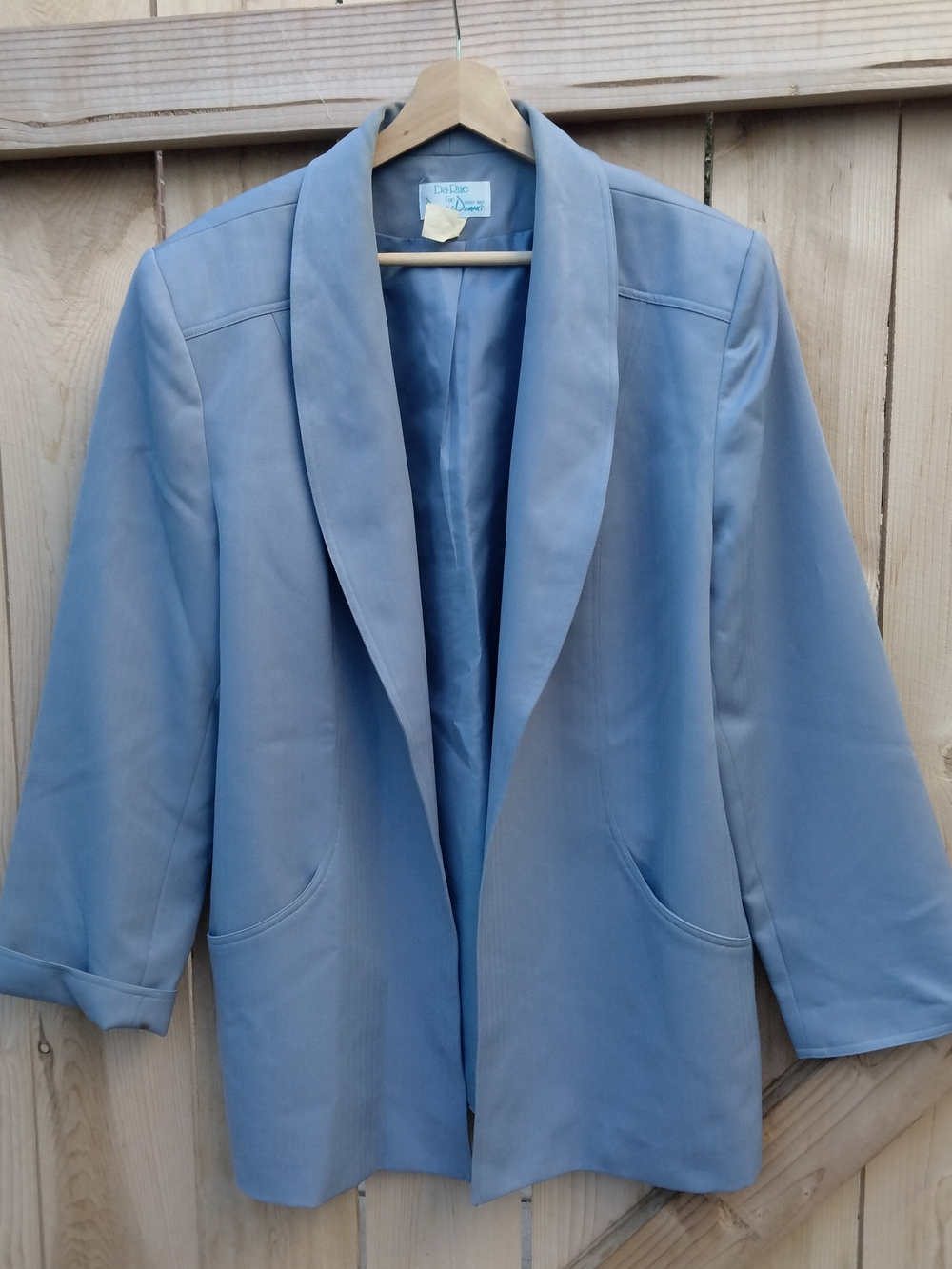 Da-Rue For Draper's & Damon's VTG Light Blue Women's Open Blazer Jacket Size 18